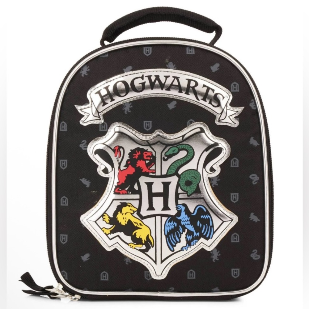 Harry Potter Hogwarts Crest Insulated Lunch Box Tote Bag (EUC)